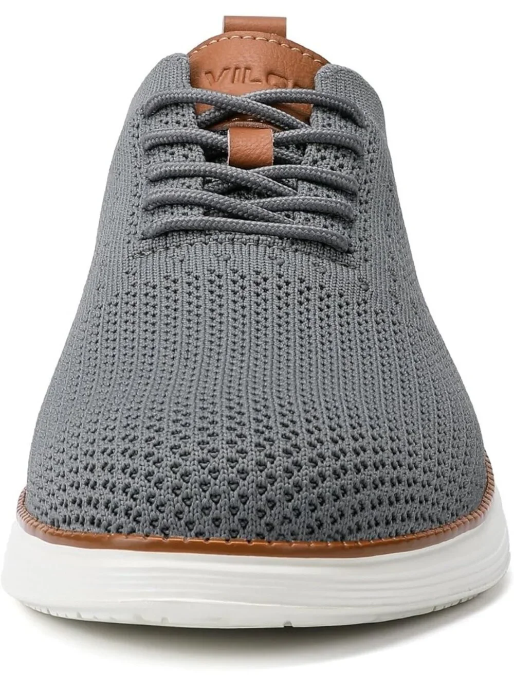 Men's Grey Knit Comfortable Casual Lace-Up Oxfords Breathable Walking Sneakers